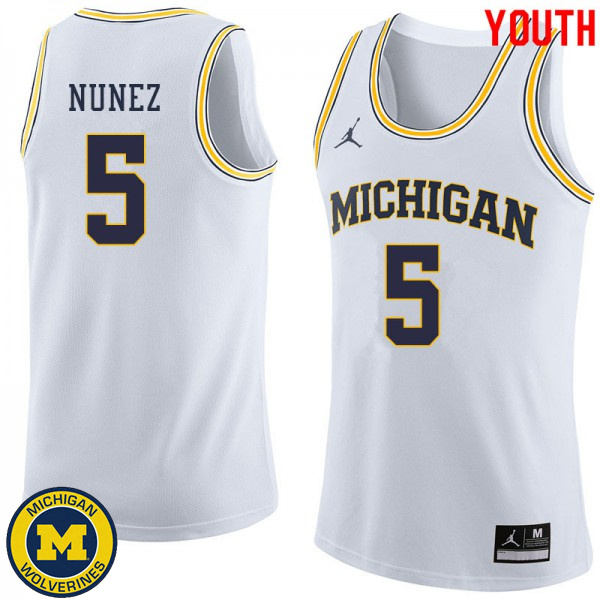 Youth Michigan Wolverines #5 Adrien Nunez White Jordan Brand Alumni Basketball Jersey